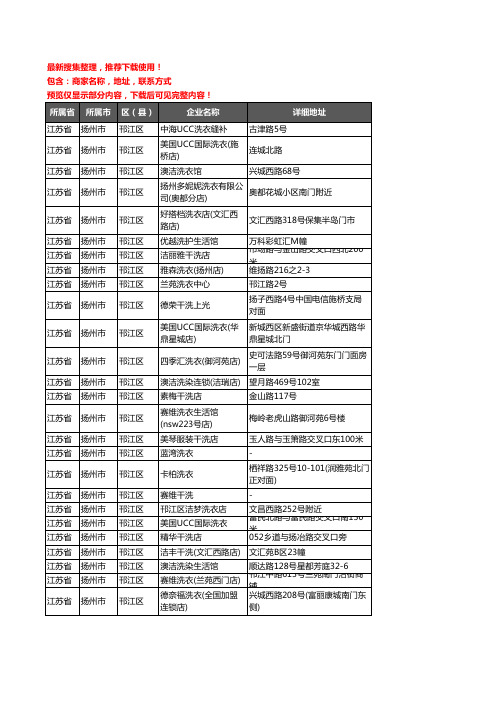 新版江苏省扬州市邗江区洗衣店企业公司商家户名录单联系方式地址大全191家