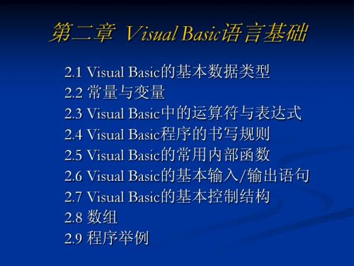 第二章 Visual Basic语言基础