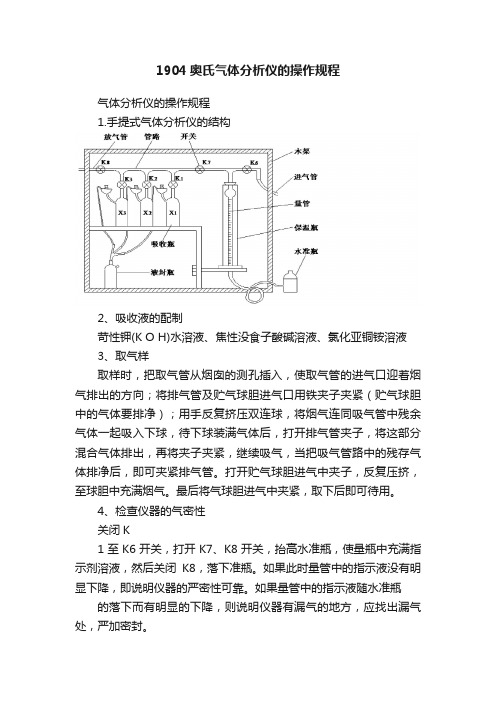 1904奥氏气体分析仪的操作规程