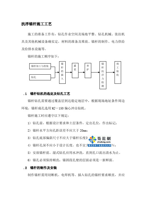 抗浮锚杆施工工艺