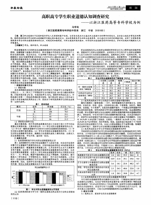 高职高专学生职业道德认知调查研究——以浙江医药高等专科学校为例