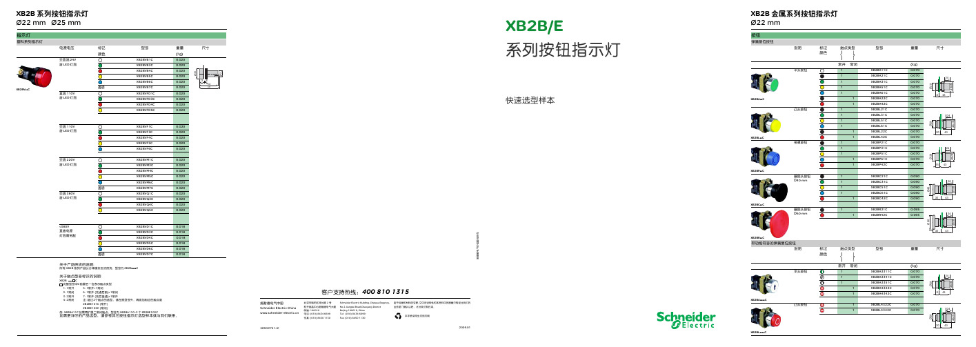 施耐德按钮XB2-B-E系列按钮及指示灯 快速选型样本-明扬工控网