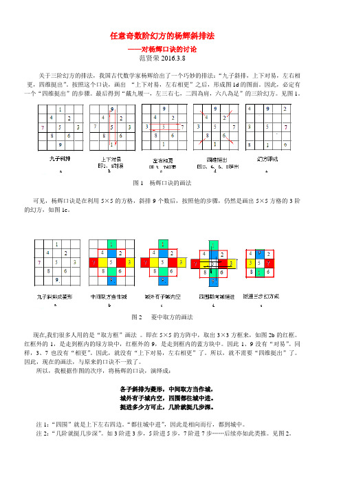 (完整版)任意奇数阶幻方的杨辉斜排法