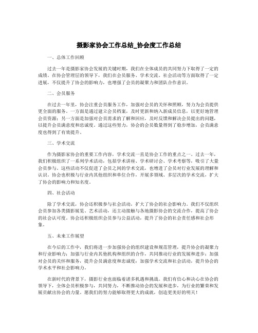 摄影家协会工作总结_协会度工作总结