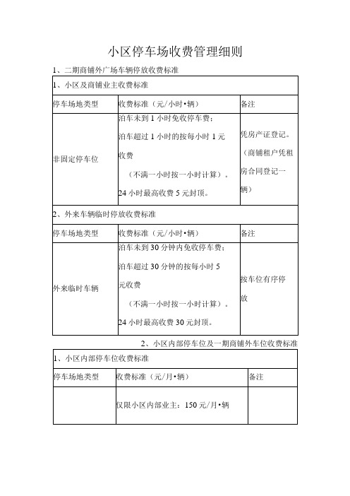 小区停车场收费管理细则