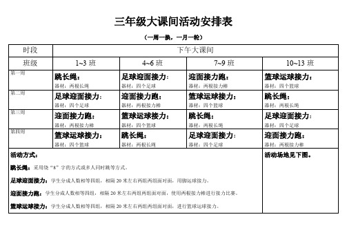 学校大课间阳光体育活动及场地安排表