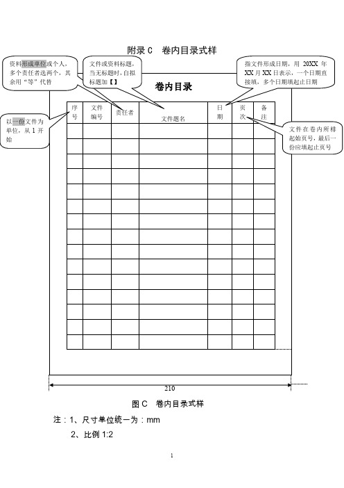 卷内目录填写