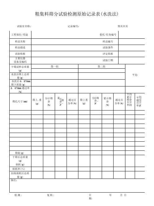 粗集料筛分原始记录(水筛)