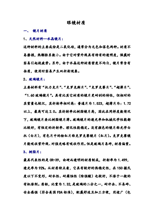 眼镜材质汇总课件资料