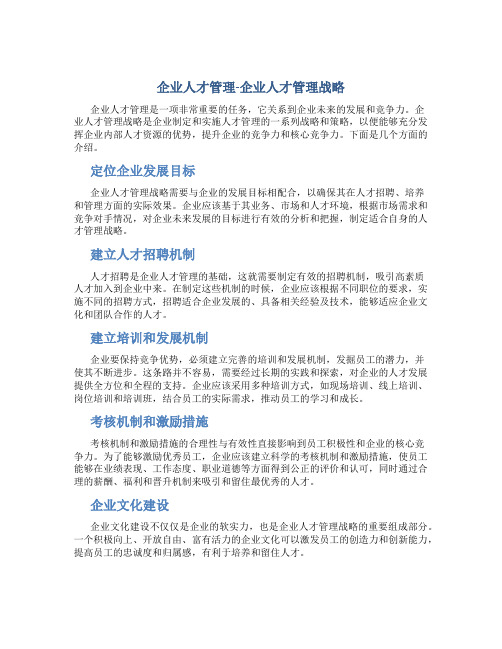 企业人才管理-企业人才管理战略