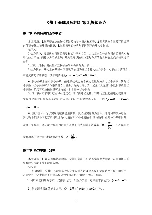 《热工基础及应用》第3版知识点汇总