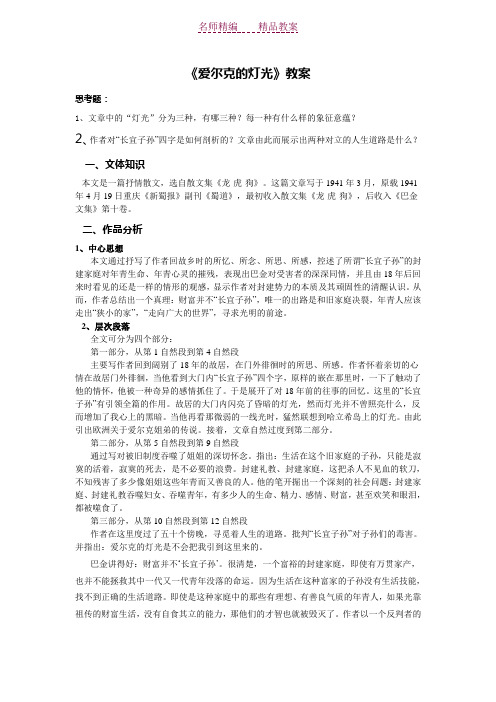 《爱尔克的灯光》教案