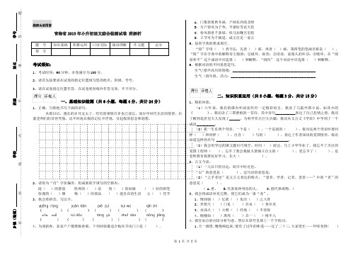 青海省2019年小升初语文综合检测试卷 附解析