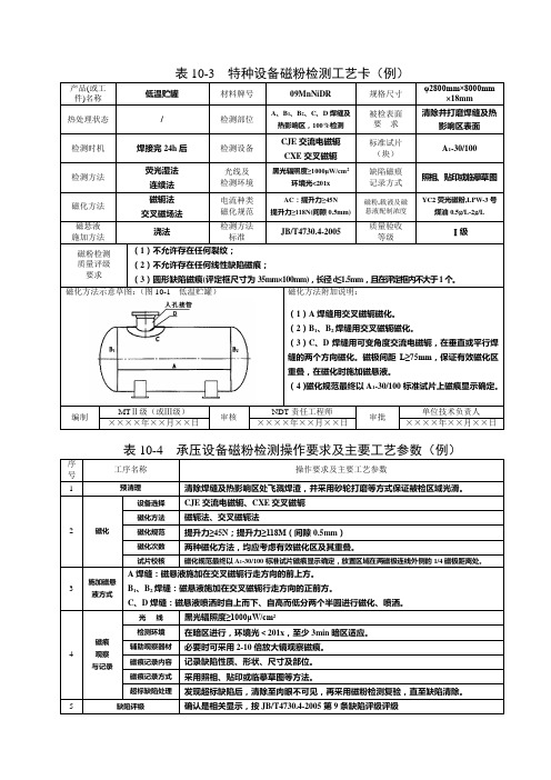 11特种设备磁粉检测工艺卡