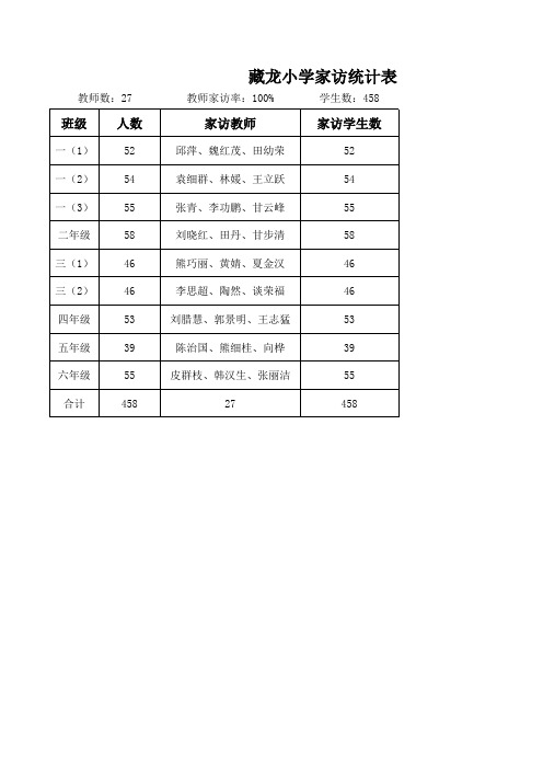 2013藏龙小学家访统计表