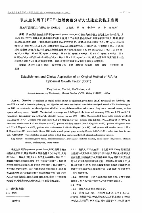 表皮生长因子(EGF)放射免疫分析方法建立及临床应用