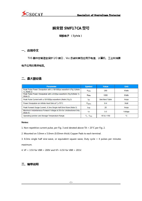 瞬变管SMF17CA型号