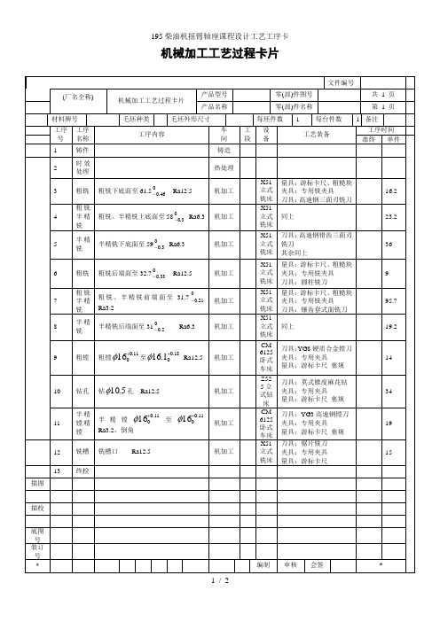 195柴油机摇臂轴座课程设计工艺工序卡