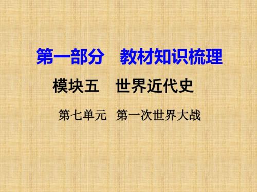 湖南省衡阳市中考历史一轮复习第一部分教材知识梳理模块五世界近代史第七单元第一次世界大战名师课件