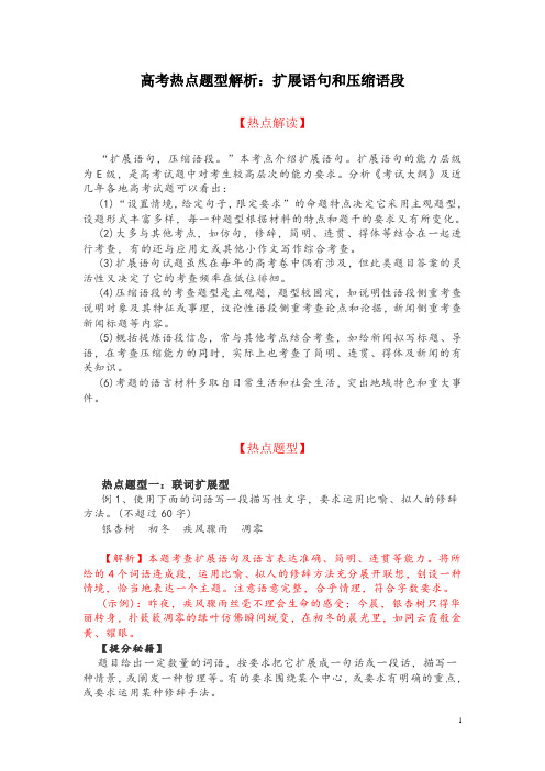 高考热点题型解析:扩展语句和压缩语段