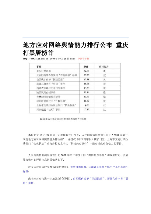 地方应对网络舆情能力排行[教育]