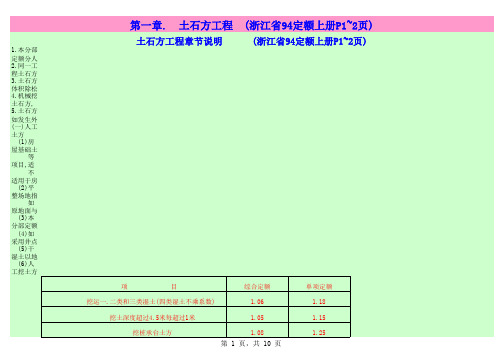 浙江省94定额口径