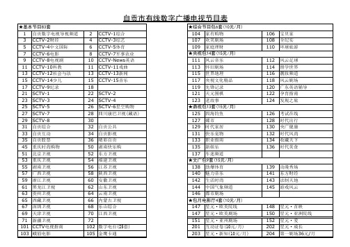 自贡有线数字广播电视节目表