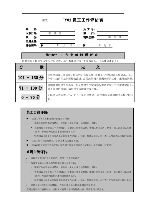 集团FY02员工工作评估表