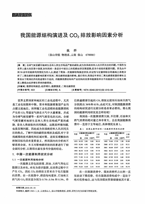 我国能源结构演进及CO2排放影响因素分析