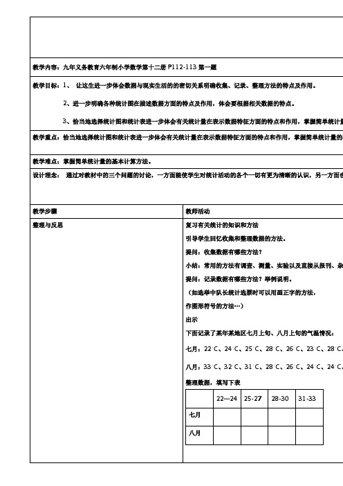 小学六年级数学教案-统计1