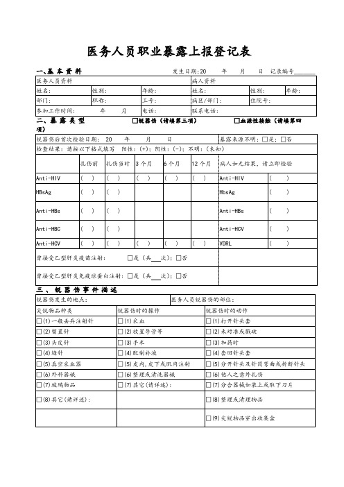 职业暴露上报登记表