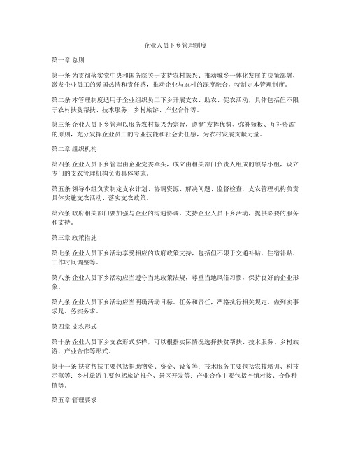 企业人员下乡管理制度