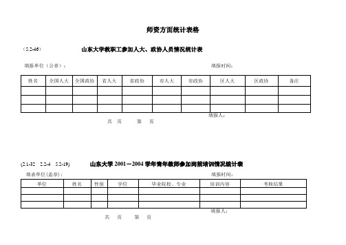 师资方面统计表格