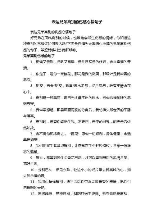 表达兄弟离别的伤感心情句子