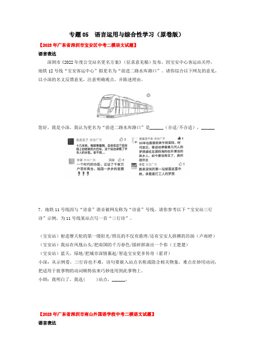 专题05语言运用与综合性学习(原卷版+解析)