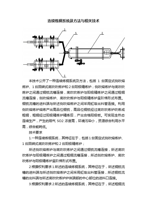 连续炼铜系统及方法与相关技术