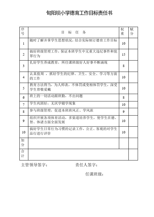 德育目标责任