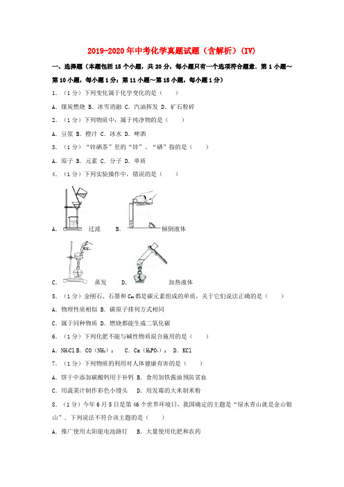 2019-2020年中考化学真题试题(含解析)(IV)