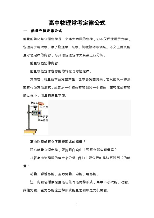 高中物理常考定律公式