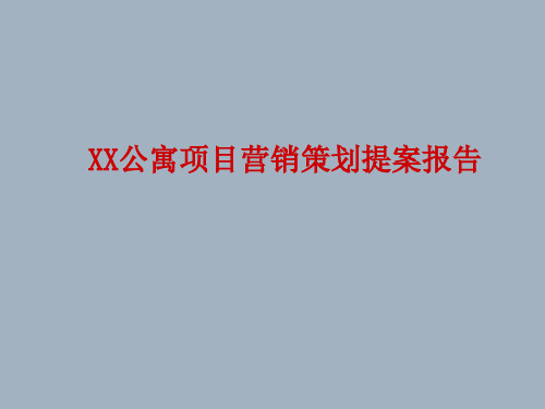 XX公寓项目营销策划提案报告(162页