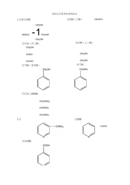 有机化学常用俗名