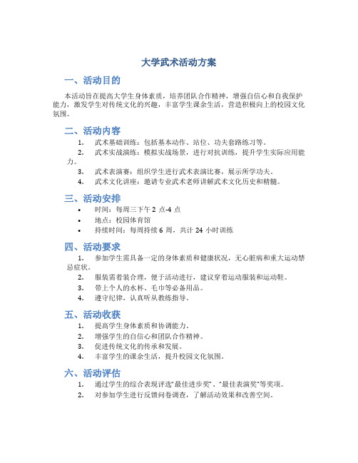 大学武术活动方案