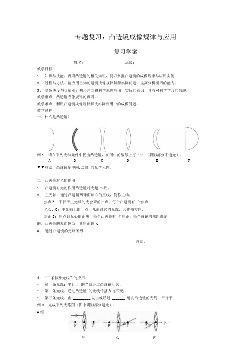 凸透镜成像的规律(学案).doc