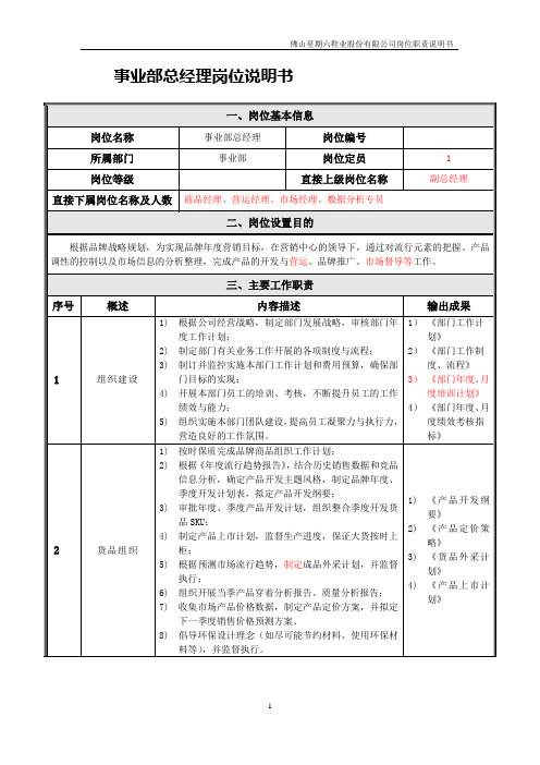 事业部总经理工作说明书[]参考文件 2