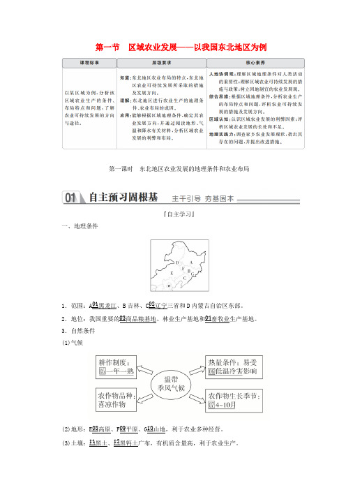 高中地理 第四章 区域经济发展 第一节 区域农业发展 第一课时 东北地区农业发展的地理条件和农业布局