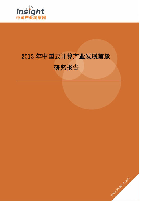 2013年中国云计算产业发展前景研究报告