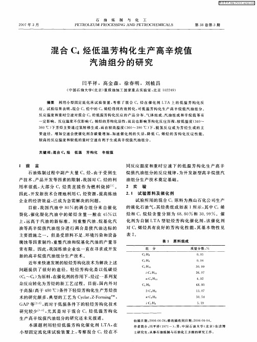 混合C4烃低温芳构化生产高辛烷值汽油组分的研究