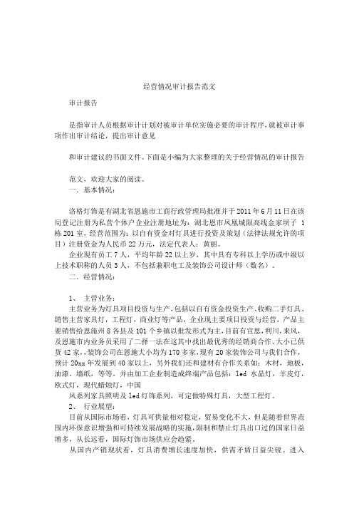 经营情况审计报告范文