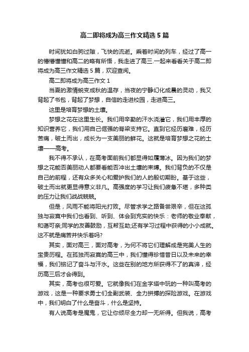 高二即将成为高三作文精选5篇