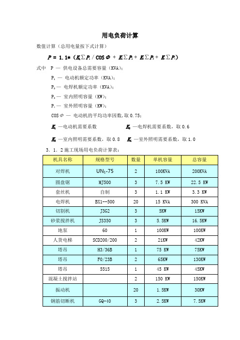 用电负荷计算